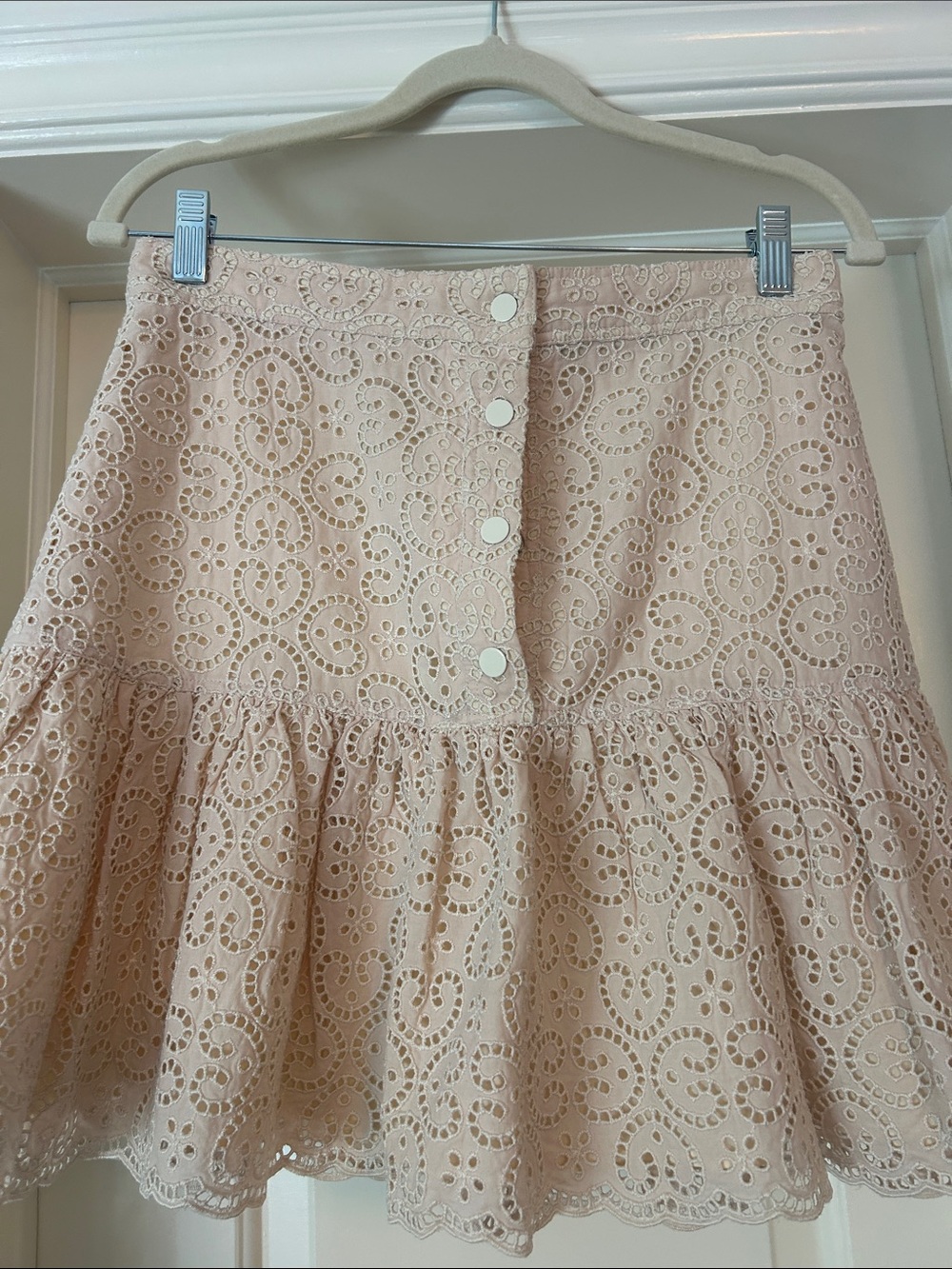 Sandro Beige Eyelet Lace Two-Piece Skirt Set - Picture 3 of 4